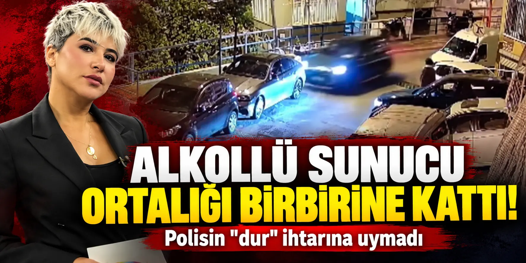 Alkollü sunucu ortalığı birbirine kattı! Polisten kaçarken kaza yaptı