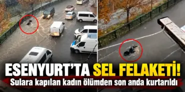 Esenyurt’ta Sel Felaketi_ Kadın Kurtarıldı