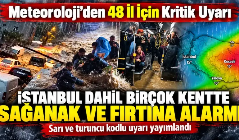 Meteoroloji’den 48 İl İçin Alarm! İstanbul Dahil Birçok Kentte Fırtına ve Sağanak