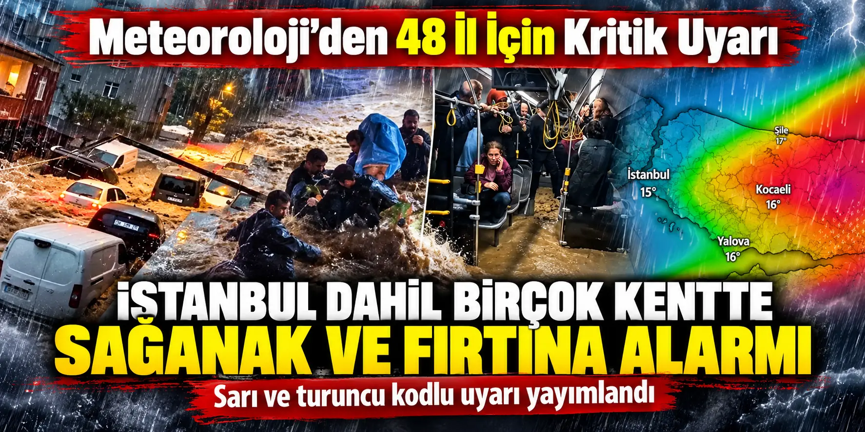 Meteoroloji’den 48 İl İçin Alarm! İstanbul Dahil Birçok Kentte Fırtına ve Sağanak
